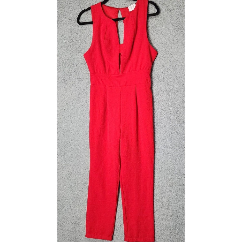 SIENNA SKY Women's Small Red Cropped Sleeveless Jumpsuit